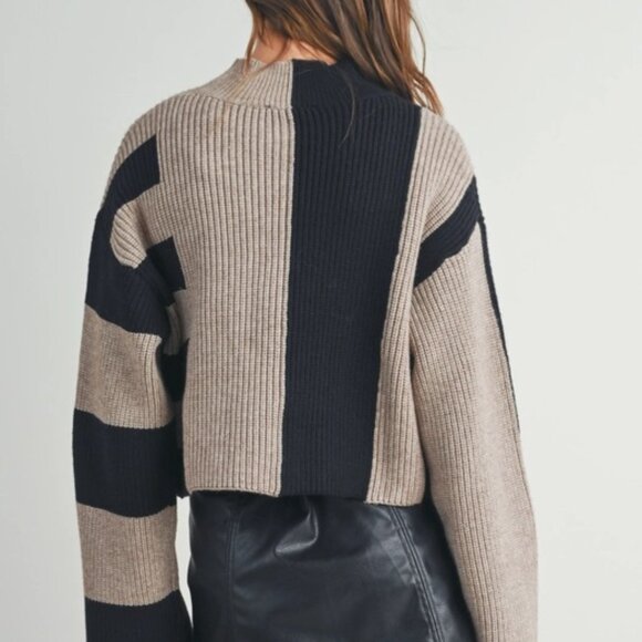 Harlee Color Block Mock Turtleneck Sweater | Women's Fall and Winter Style - Picture 6 of 8